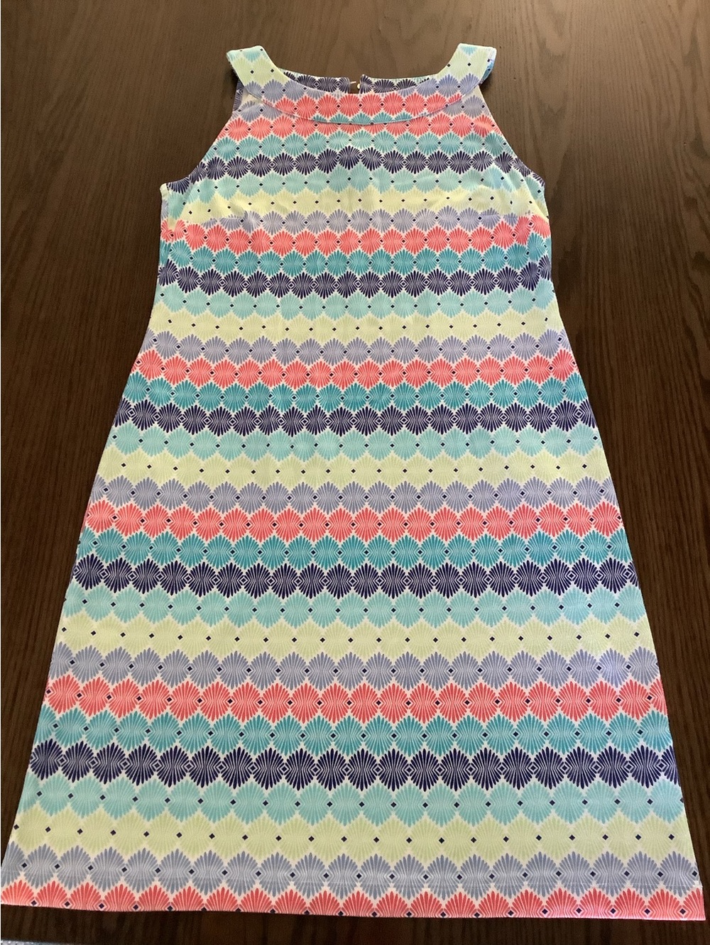 MINT TALBOTS SLEEVELESS MULTICOLORED MED SHIFT DRESS